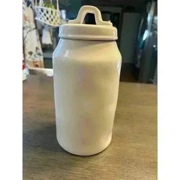 Rae Dunn "Bloom" White Ceramic Canister Jar 9.5" Tall Whimsical Decor - Picture 4 of 7